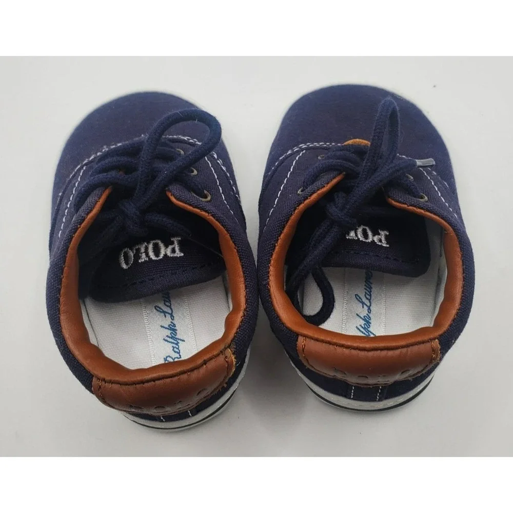 Ralph Lauren Baby Shoes Size 2 Navy Canvas‎ Vaughn 25804 New